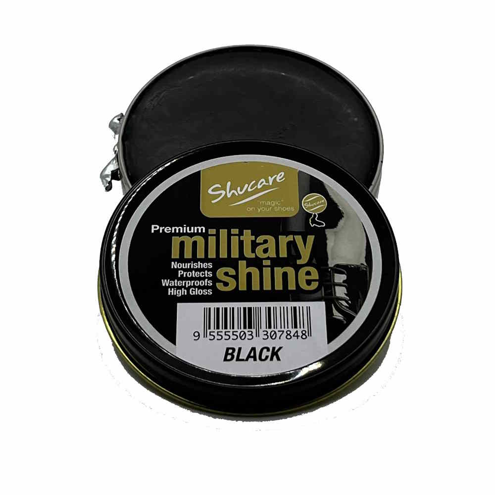 Shucare Military Shine Premium Black High Gloss Polish 50ml shoecare247
