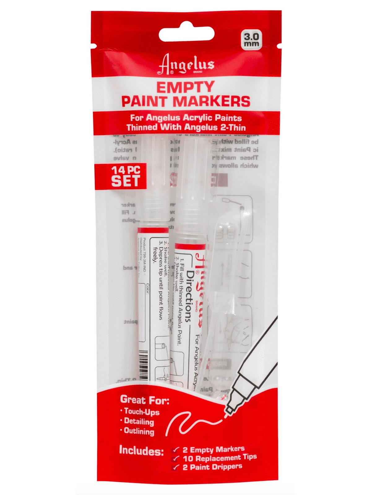 Angelus 14pc Paint Marker set to use with Acrylic paints shoecare247