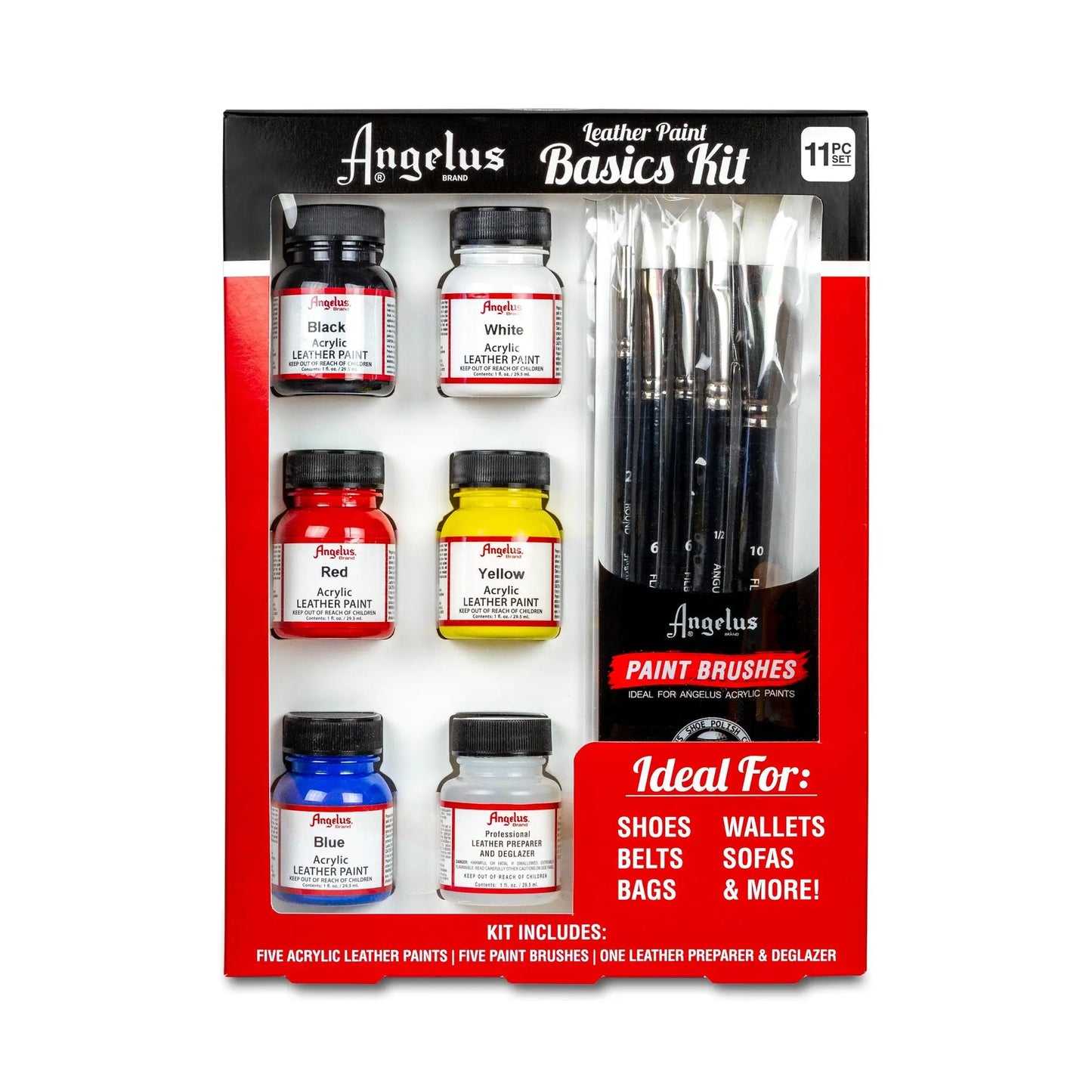 ANGELUS LEATHER PAINT BASICS KIT 11 PC SET shoecare247