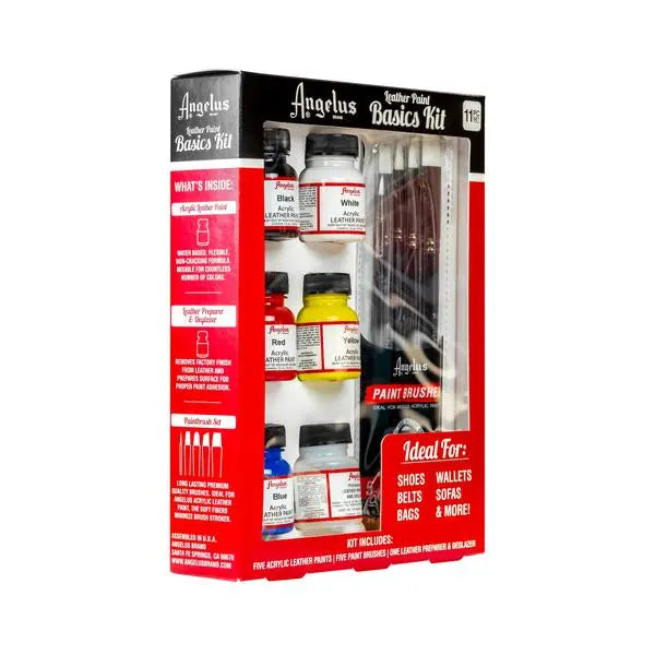 ANGELUS LEATHER PAINT BASICS KIT 11 PC SET shoecare247
