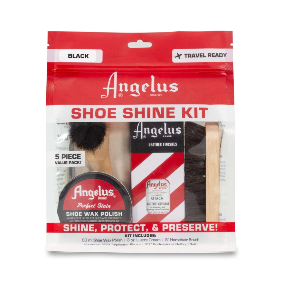 ANGELUS 5 PIECE SHOE SHINE TRAVEL KIT shoecare247