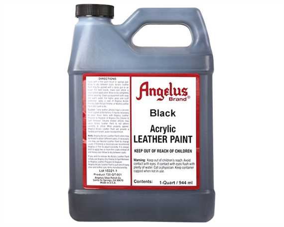 Angelus Acrylic paints - BLACK - Large 946ml shoecare247