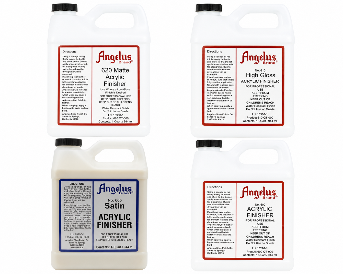 ANGELUS ACRYLIC FINISHERS LARGE 944mls For Use with Acrylic Paints shoecare247