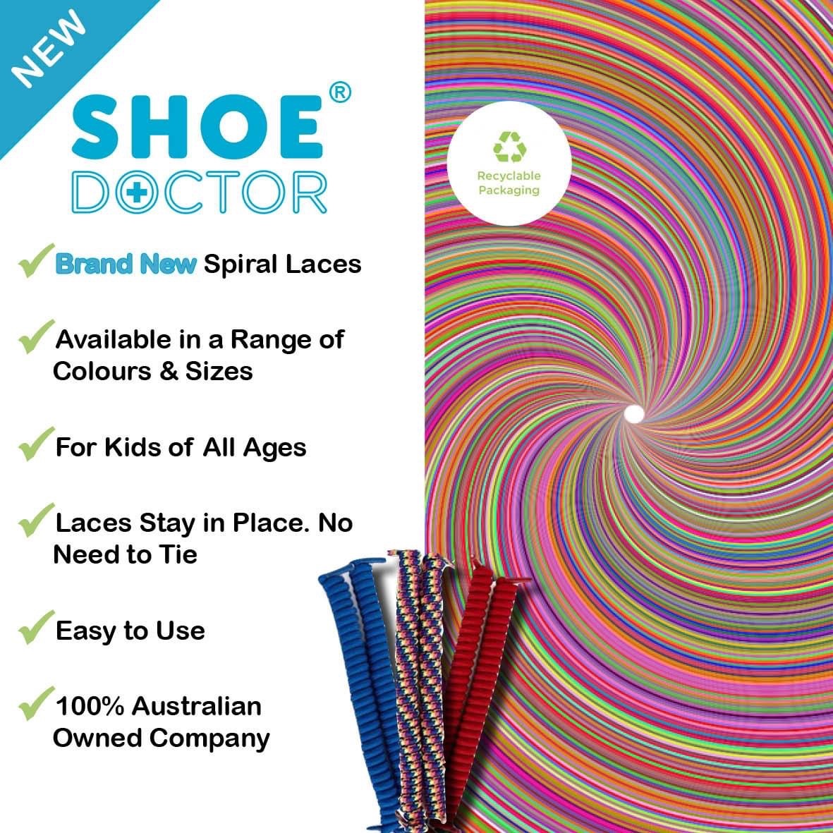 SHOE DOCTOR SPIRAL LACES 120CM - 10 Colors to Choose From shoecare247