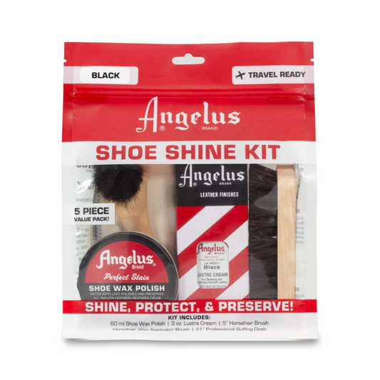 ANGELUS 5 PIECE SHOE SHINE TRAVEL KIT shoecare247