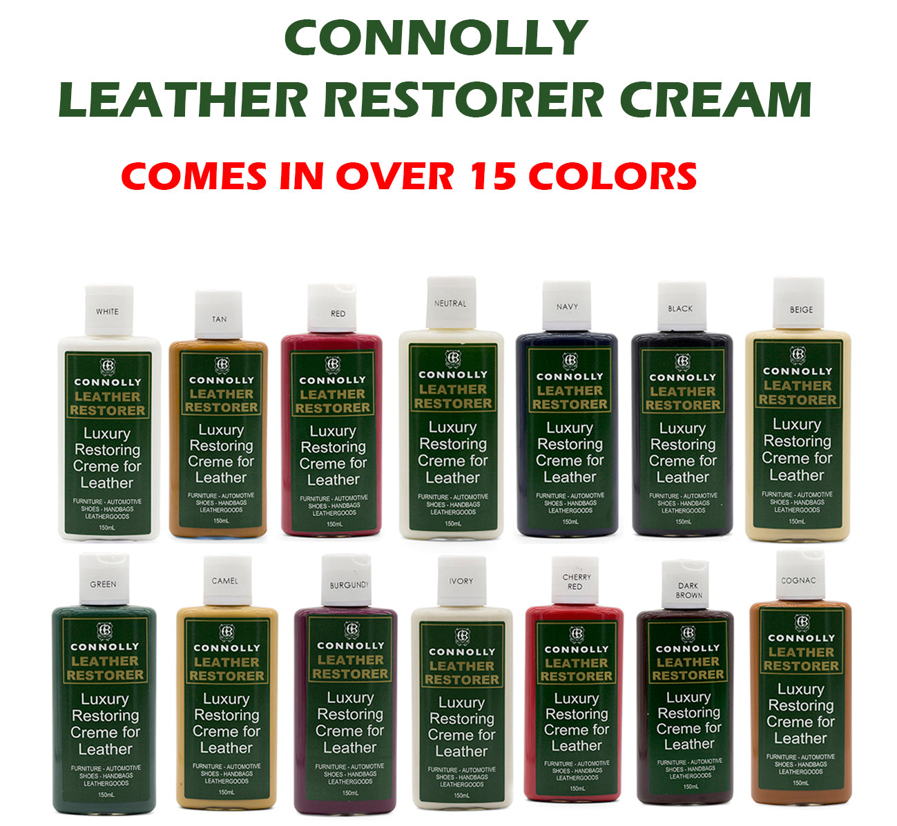 CONNOLLY LEATHER RESTORER CREAM REVIVER CLEANER - CAR SHOES JACKETS (16 COLORS) shoecare247