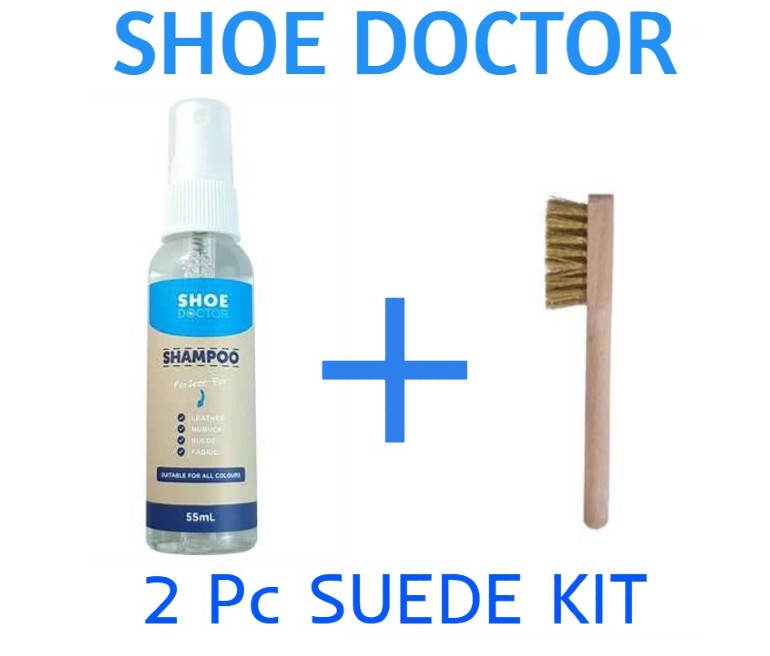 Shoe Doctor Suede & Nubuck Shampoo/Cleaner & Wood handle Wire Brush Combo Set Kit shoecare247